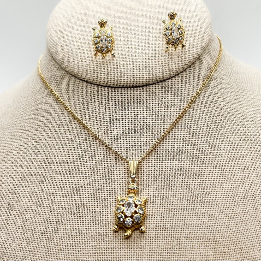 NWOT Gold filled Turtle earrings and necklace set ❤️ - Picture 8 of 12